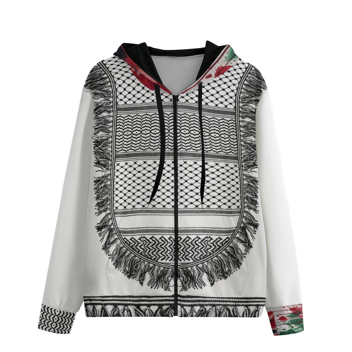 Kufiya Keffiyeh Hoodie Splash Unisex Cotton Zip Hoodie