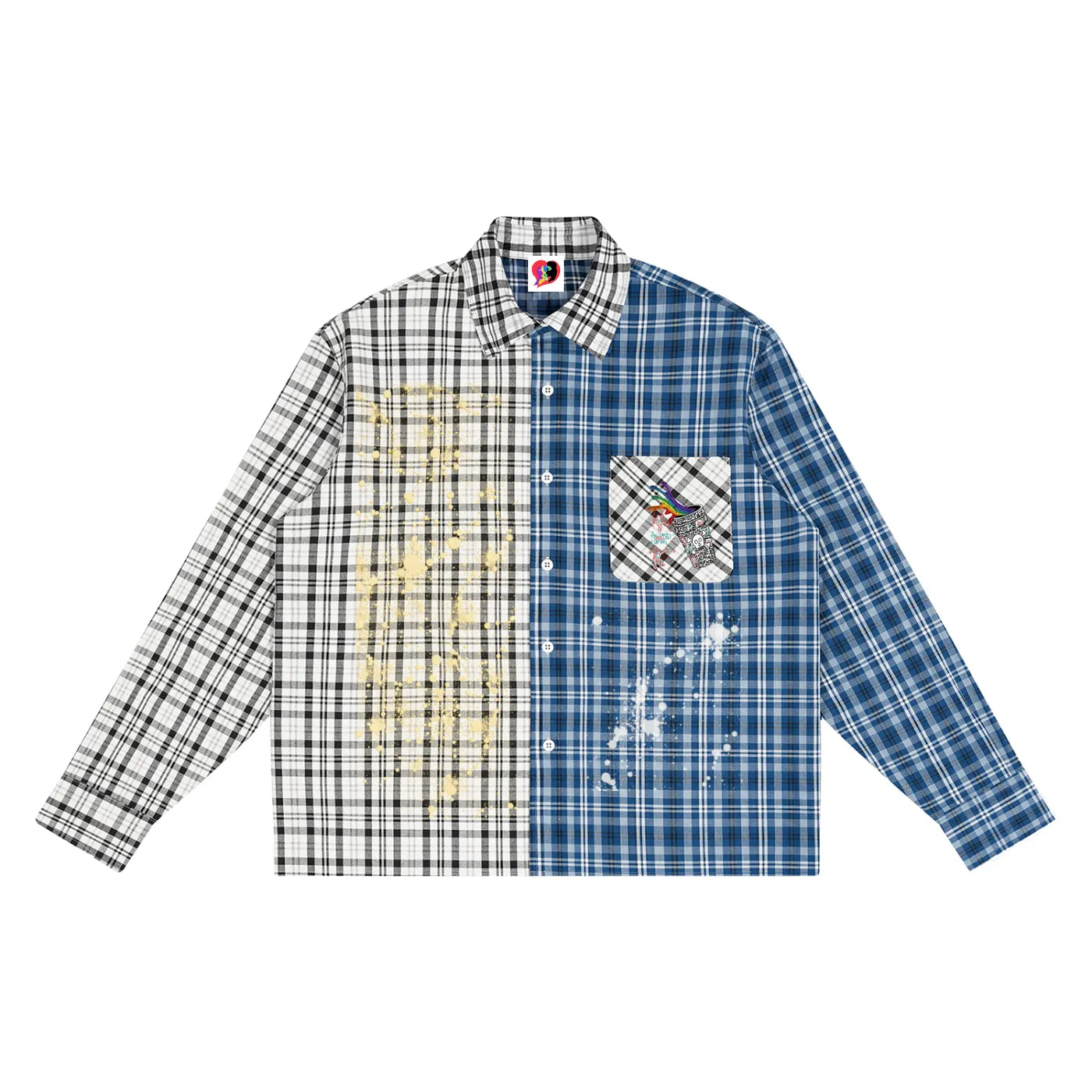 Life of the Party Unisex Oversized Plaid Color Block Shirt