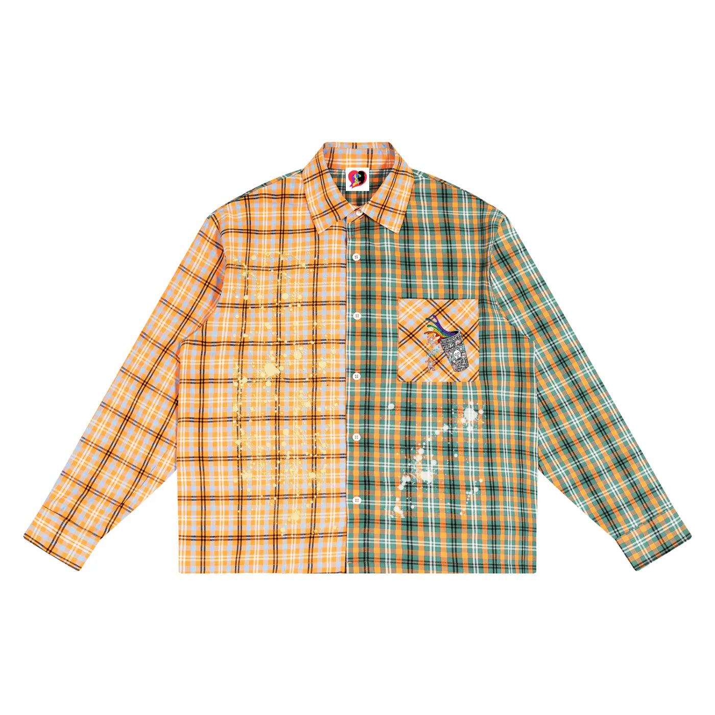 Life of the Party Unisex Oversized Plaid Color Block Shirt