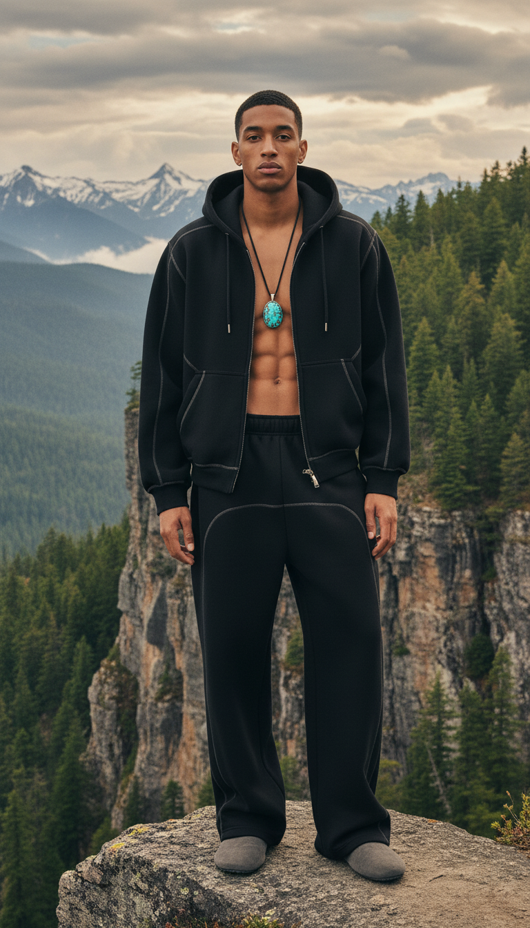 Luxury Tech Contrast-Stitched Fleece Sweatpants