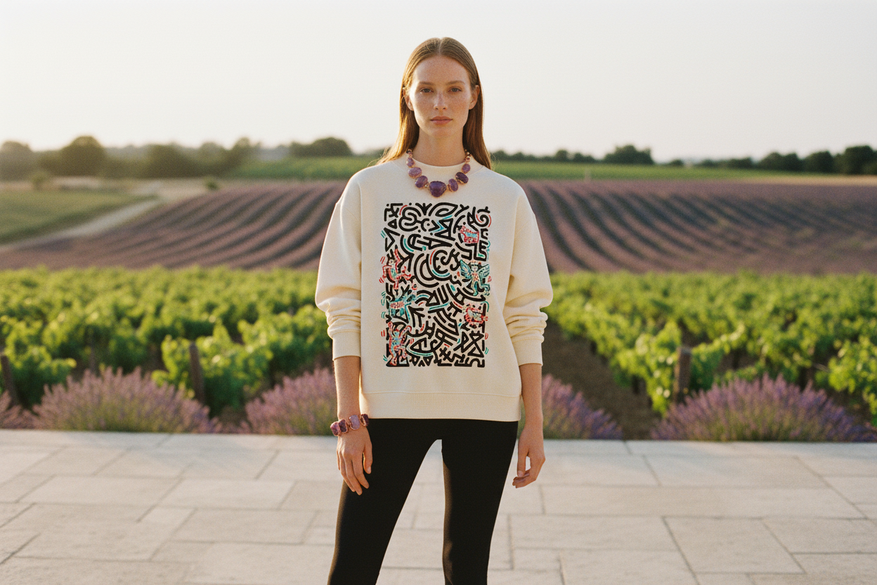 SQUIGGLE Essential Fleece Mock-Neck Crew Sweatshirt