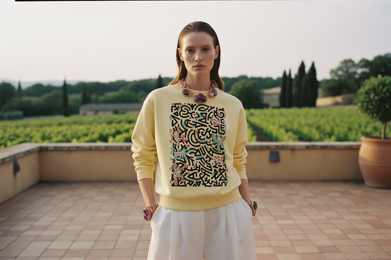 SQUIGGLE Essential Fleece Mock-Neck Crew Sweatshirt