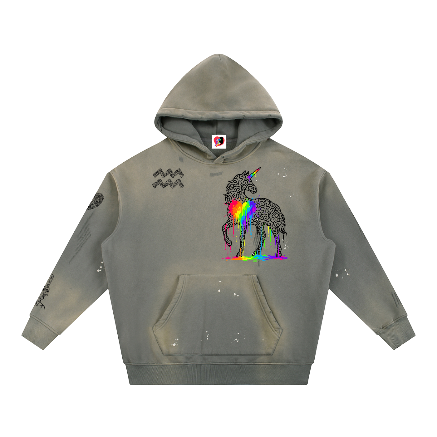 SQUIG Vintage Washed Frayed Fleece Hoodie