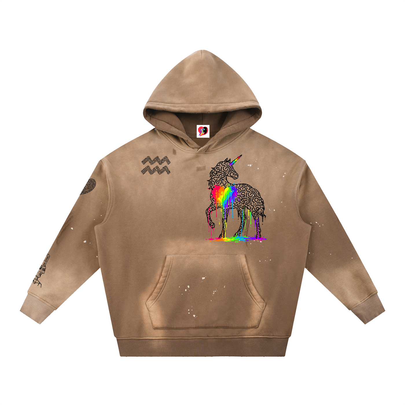 SQUIG Vintage Washed Frayed Fleece Hoodie