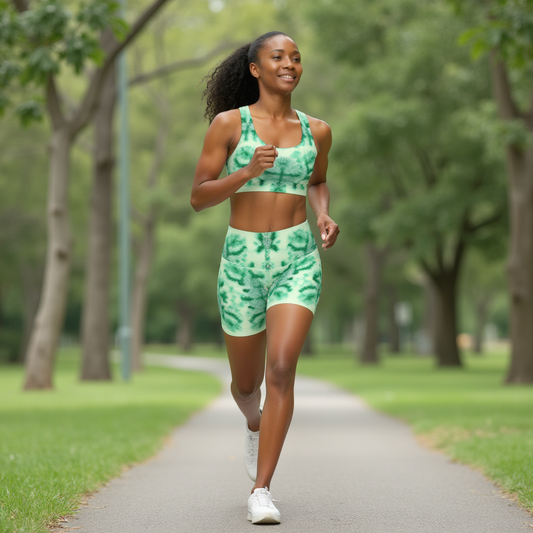 Shibori Lime Sherbert High Waisted Yoga Shorts