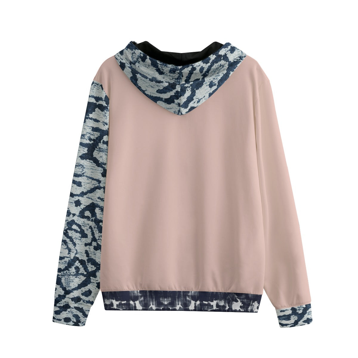 Shibori Rose Creme Hand Dye Print Cotton Unisex Hoodie