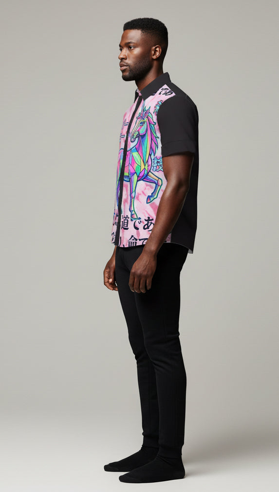 The Way & The Light Pima Cotton Poplin Collar Short Sleeve Button Up