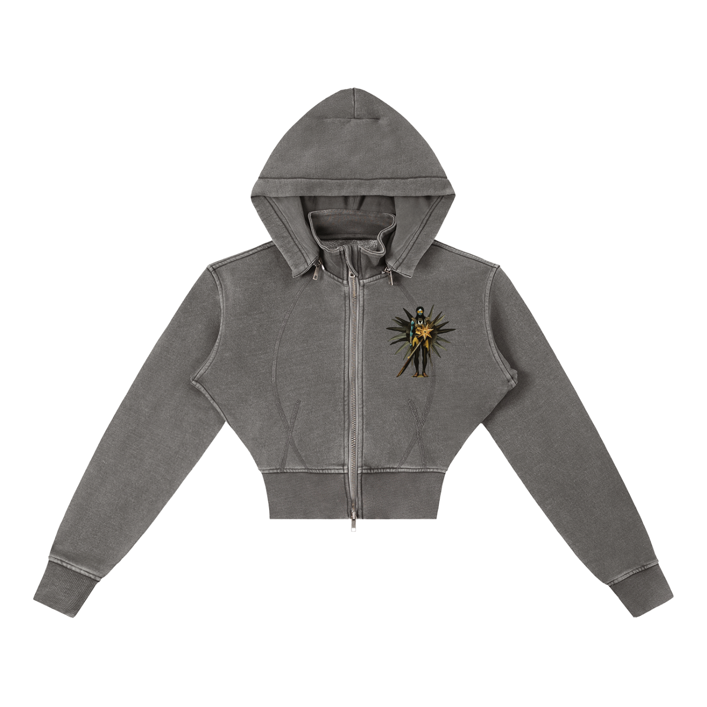 Vintage Washed Cropped Fleece Hoodie