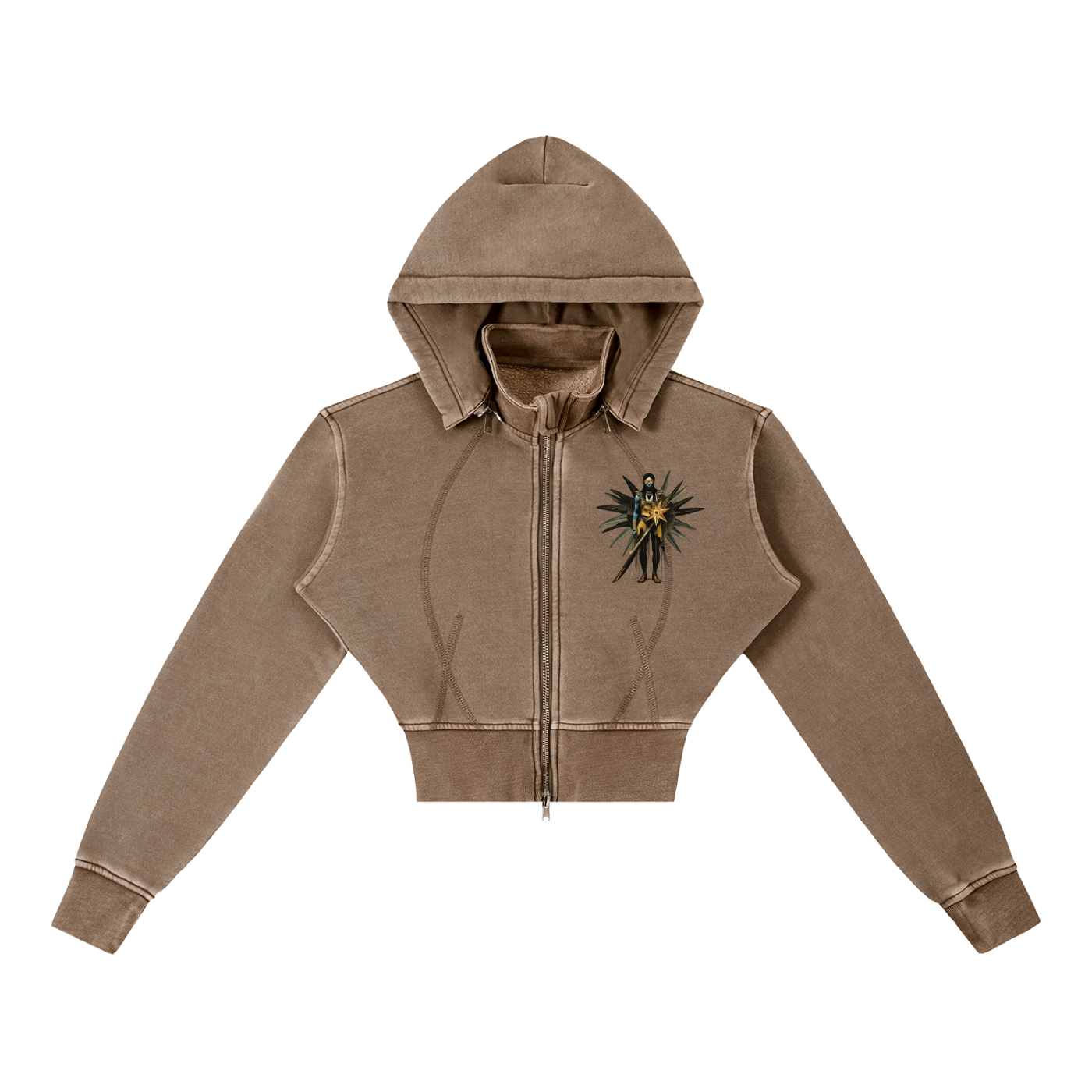 Vintage Washed Cropped Fleece Hoodie