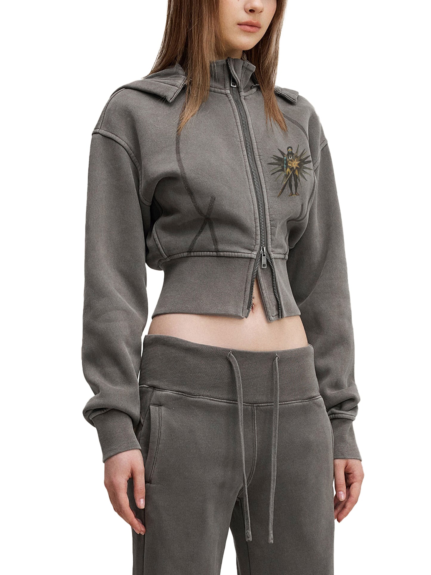 Vintage Washed Cropped Fleece Hoodie