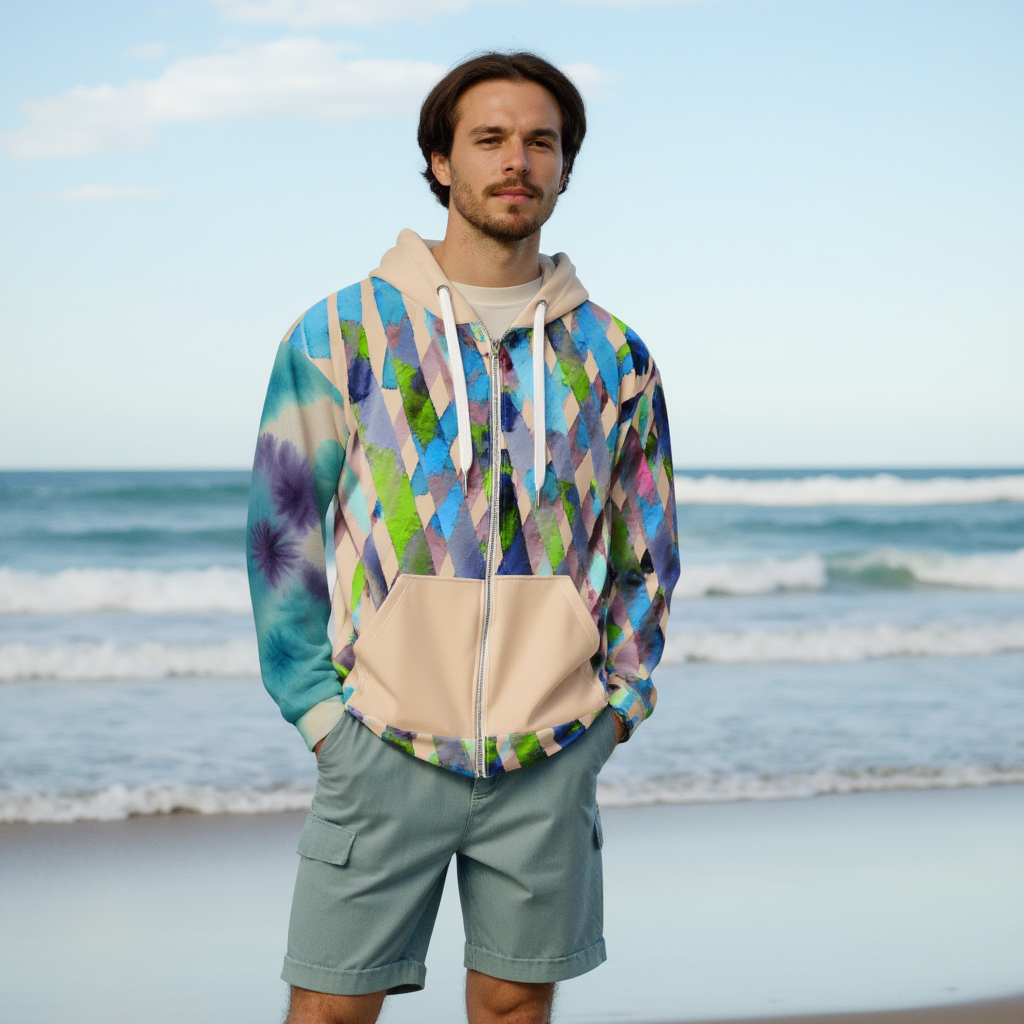 Watercolor Stripe Brush Stroke Unisex zip hoodie