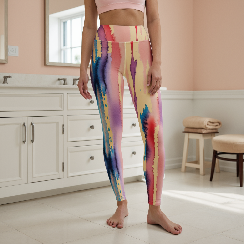 Watercolor Drip High Waist Yoga Leggings