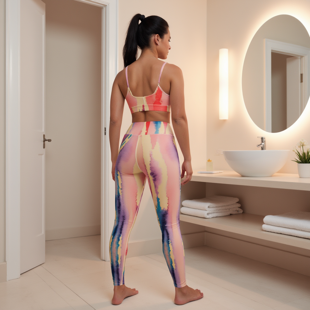 Watercolor Drip High Waist Yoga Leggings