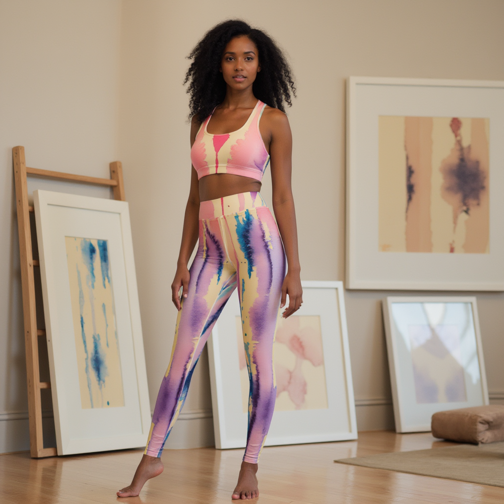 Watercolor Drip High Waist Yoga Leggings