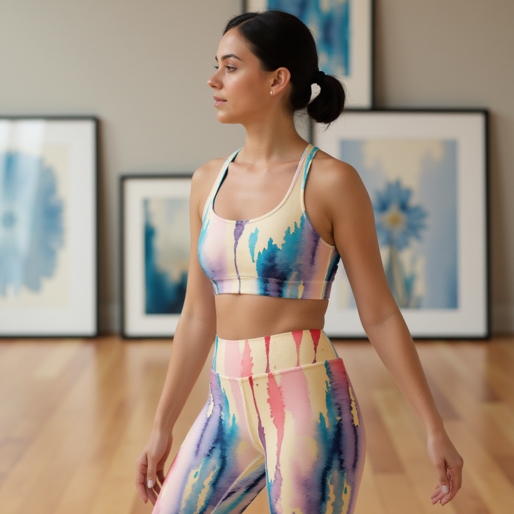 Watercolor Drip High Waist Yoga Leggings