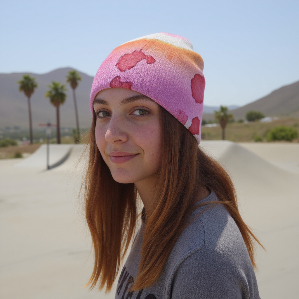 Watercolor Splatter Print Knitted Hat Beanie Cap