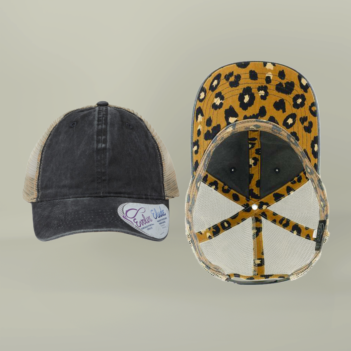 Note to Self Women's Washed Mesh Cap with Unique Print Patterns on Reverse
