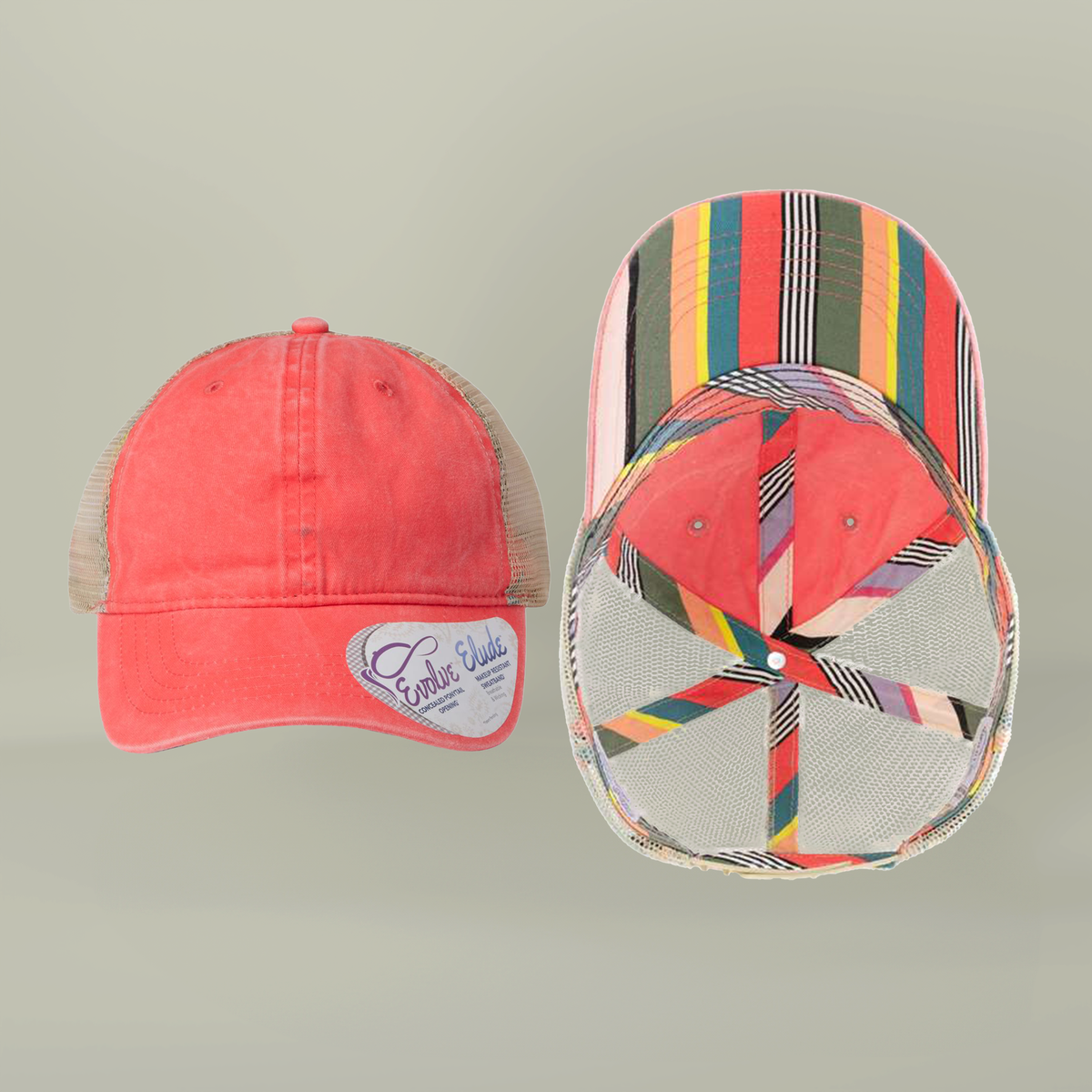 Note to Self Women's Washed Mesh Cap with Unique Print Patterns on Reverse