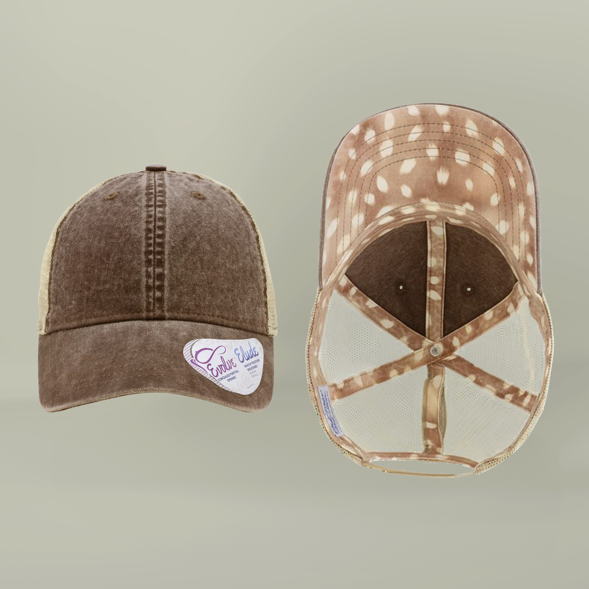 Note to Self Women's Washed Mesh Cap with Unique Print Patterns on Reverse