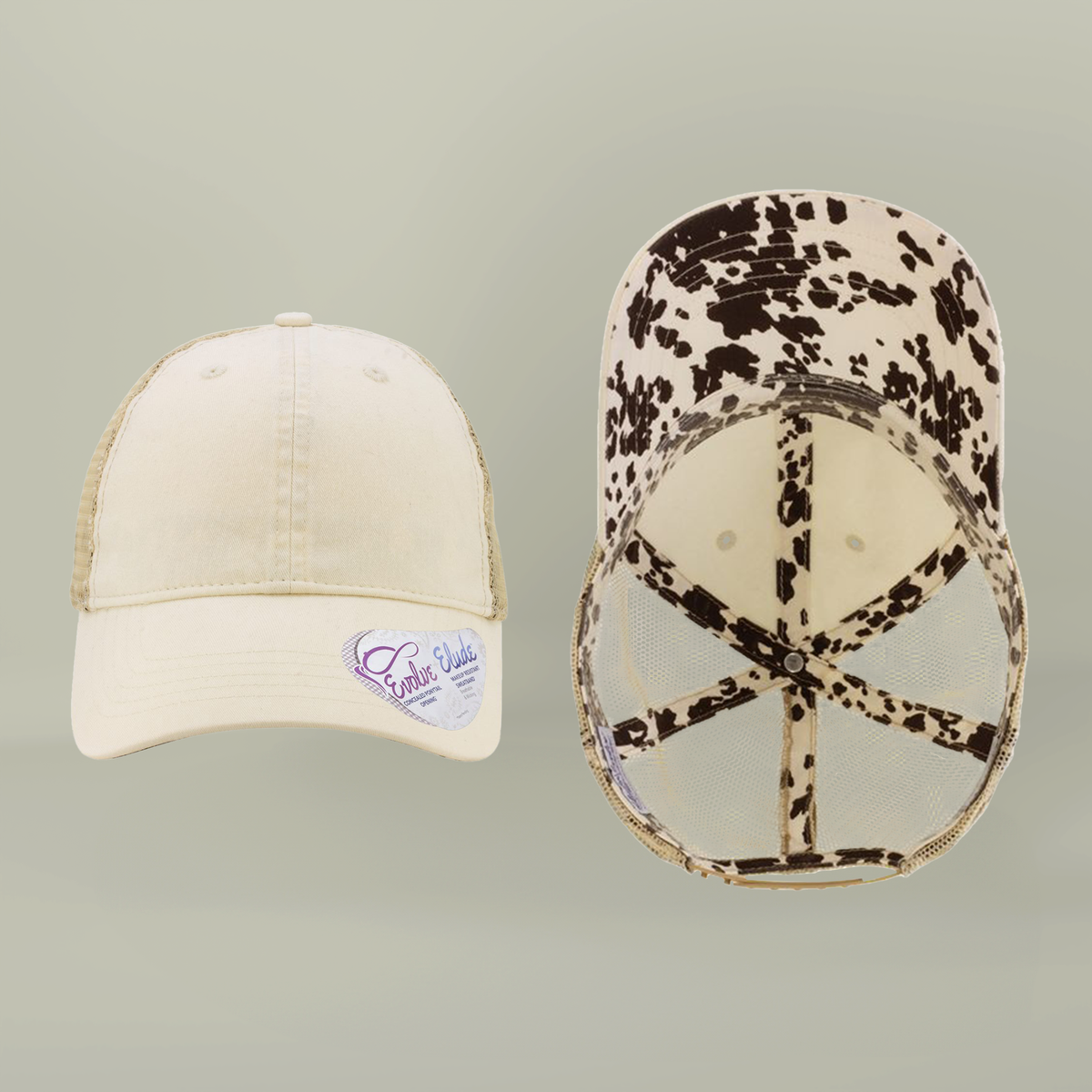 Note to Self Women's Washed Mesh Cap with Unique Print Patterns on Reverse