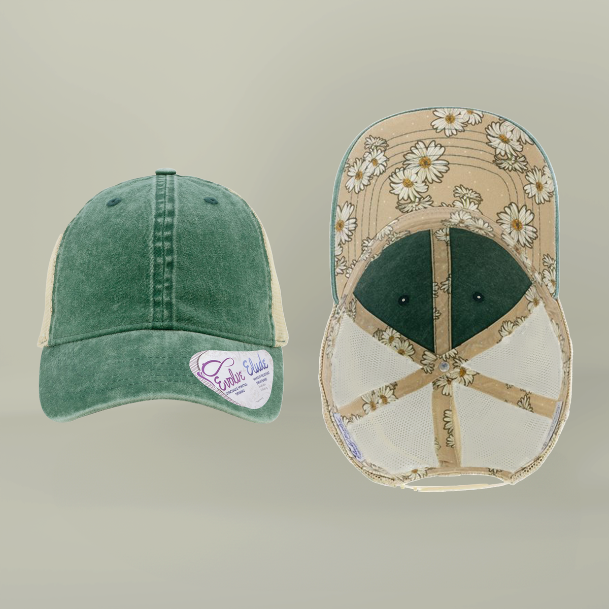 Note to Self Women's Washed Mesh Cap with Unique Print Patterns on Reverse