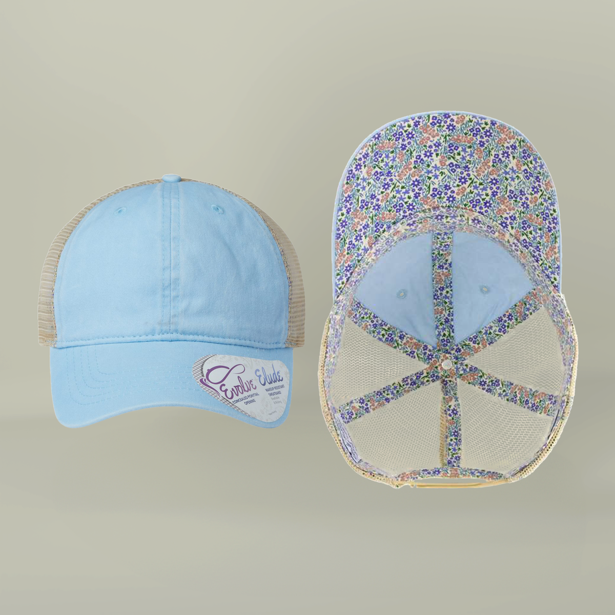 Note to Self Women's Washed Mesh Cap with Unique Print Patterns on Reverse