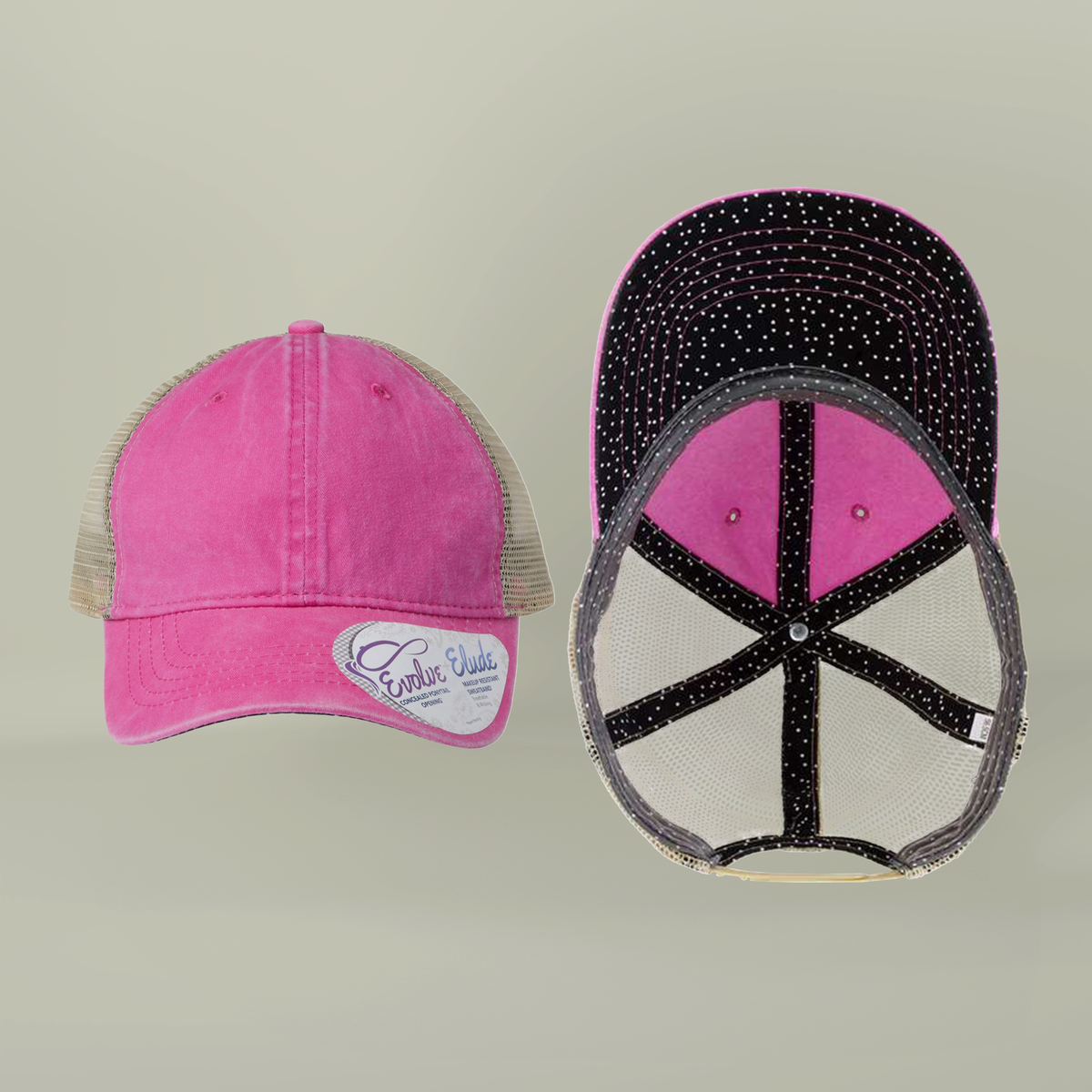 Note to Self Women's Washed Mesh Cap with Unique Print Patterns on Reverse