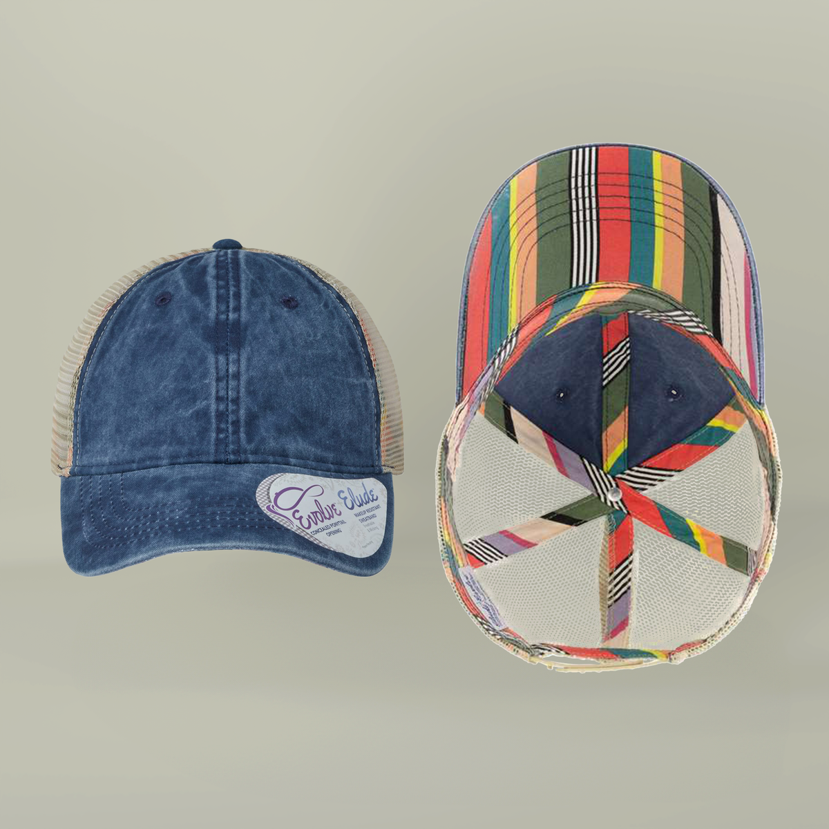 Note to Self Women's Washed Mesh Cap with Unique Print Patterns on Reverse