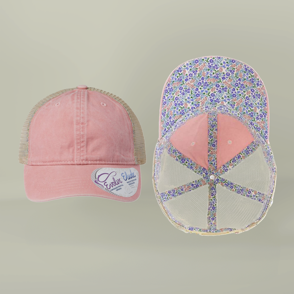 Note to Self Women's Washed Mesh Cap with Unique Print Patterns on Reverse