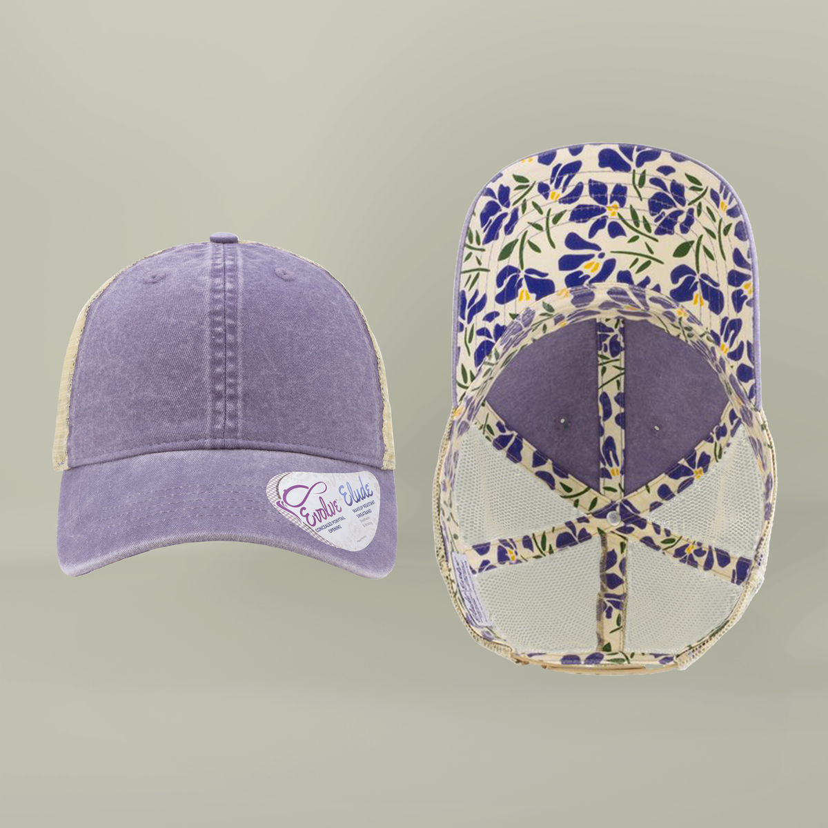 Note to Self Women's Washed Mesh Cap with Unique Print Patterns on Reverse