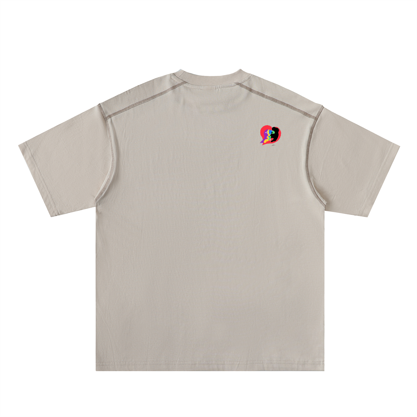 I AM HERE Oversized Contrast-Stitched Cotton Tee