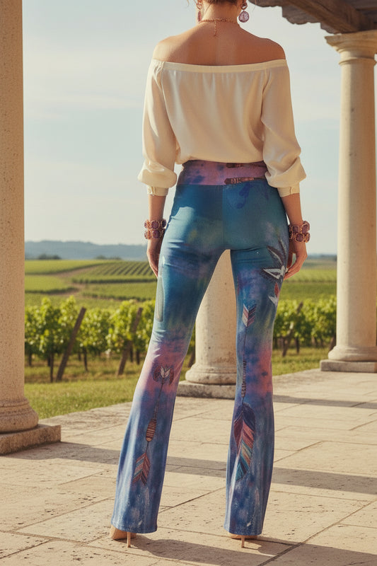 Feathers of Our Fathers High Waist Flare leggings