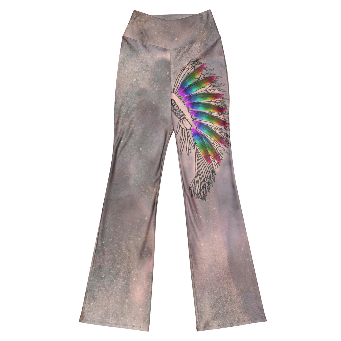 Hazey Breeze Feather High Waist Flare leggings PL