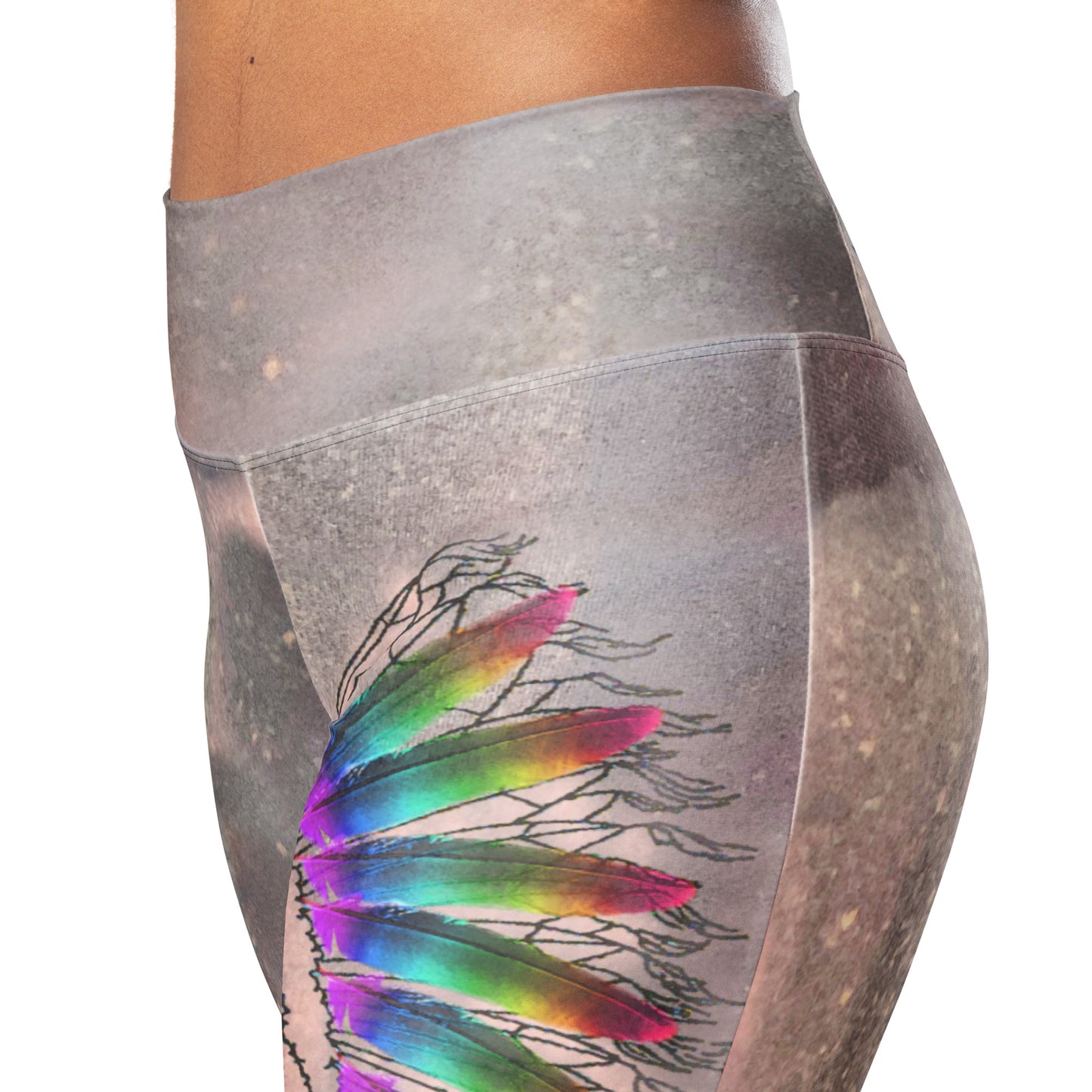 Hazey Breeze Feather High Waist Flare leggings PL