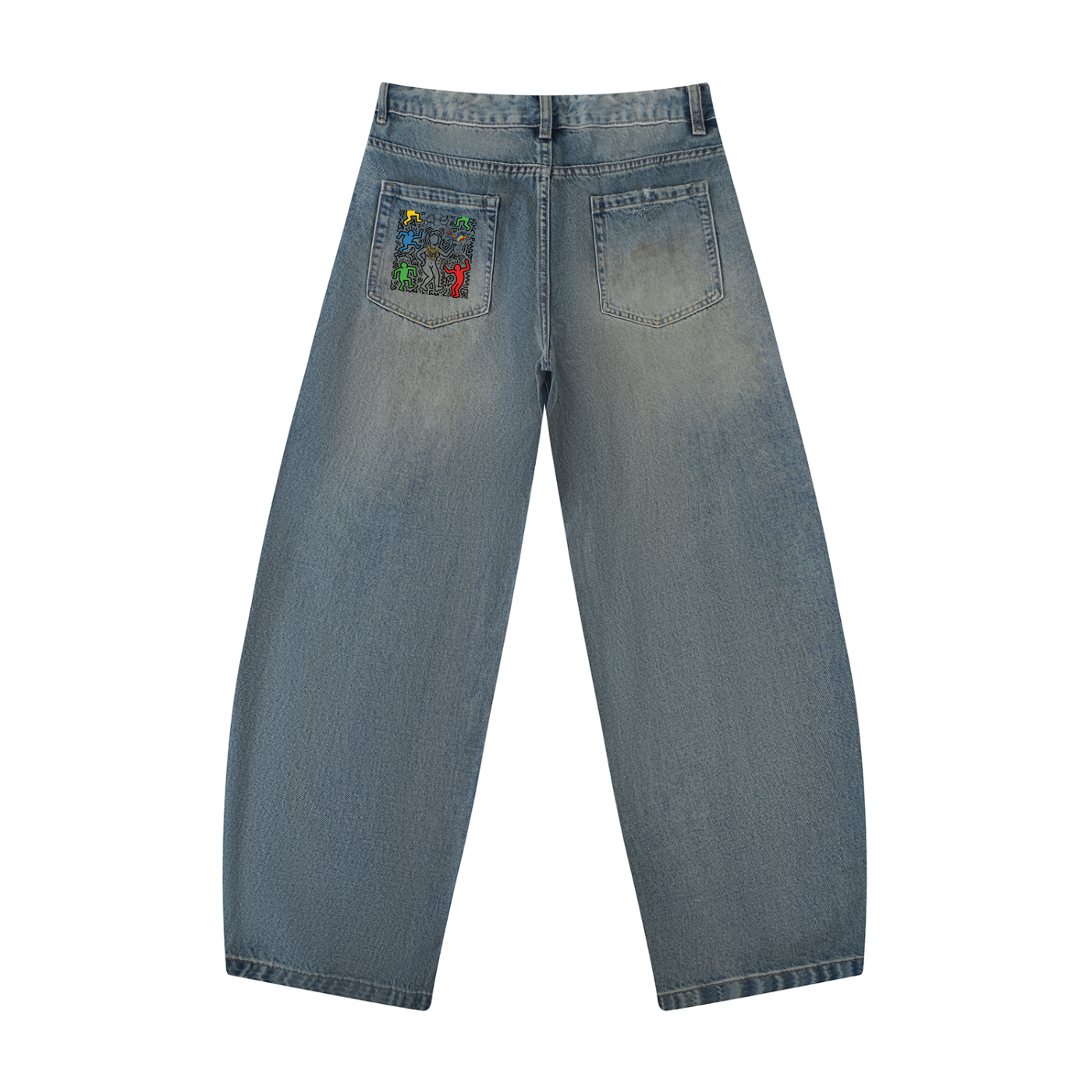 Lean Machine Men's Distressed Barrel Leg Jeans