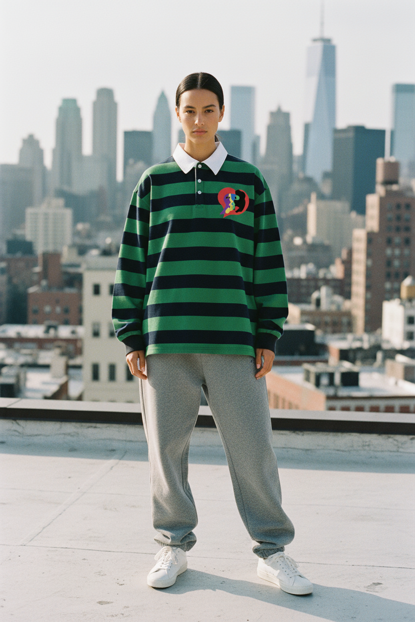 PERC CEPTION Color Block Stripe Polo Shirt