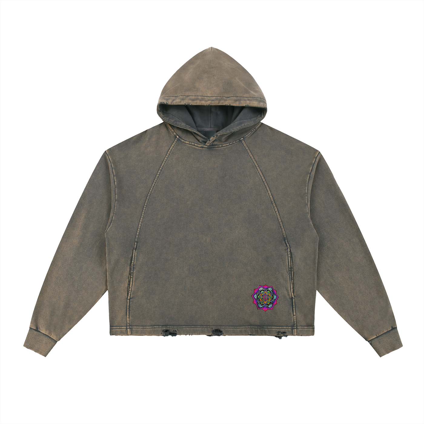 Jerry Garcia Mandala Vintage Washed Frayed-Hem Hoodie