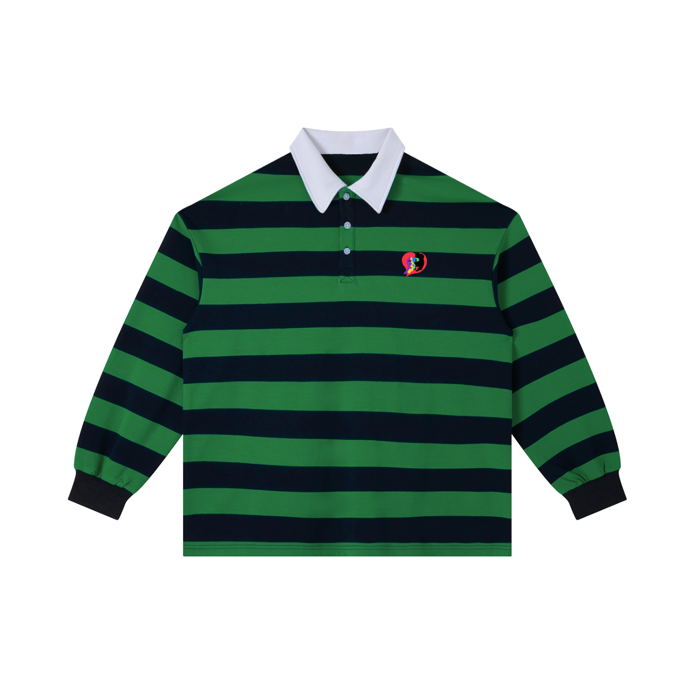 Love Pill Color Block Stripe Polo Shirt