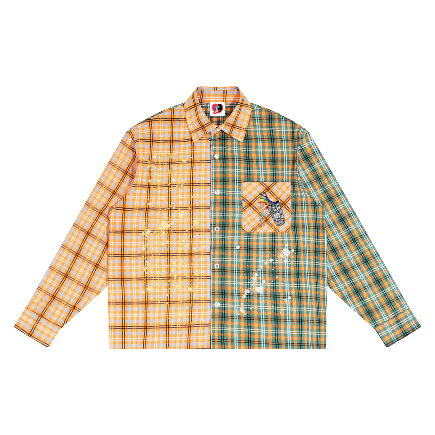 Life of the Party Unisex Oversized Plaid Color Block Shirt