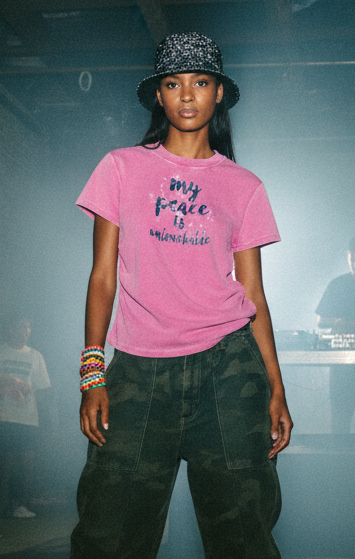 My Peace is Untouchable Vintage Washed Bodycon Cotton T-Shirt