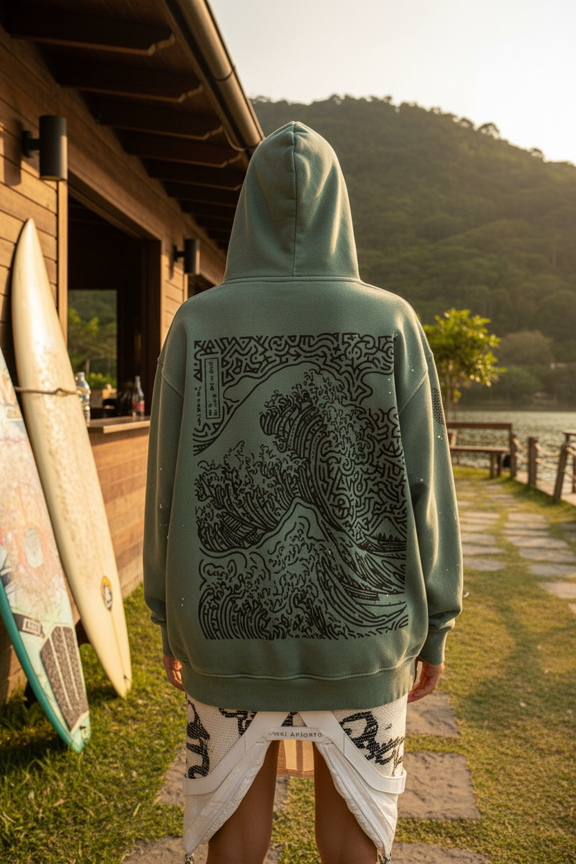SQUIG Vintage Washed Frayed Fleece Hoodie