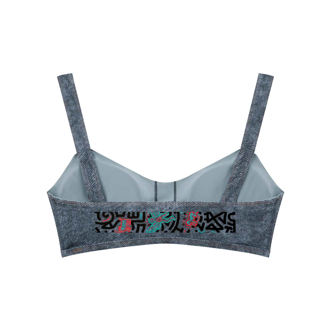 SQUIGGLE Women's Faux Denim Sports Bra