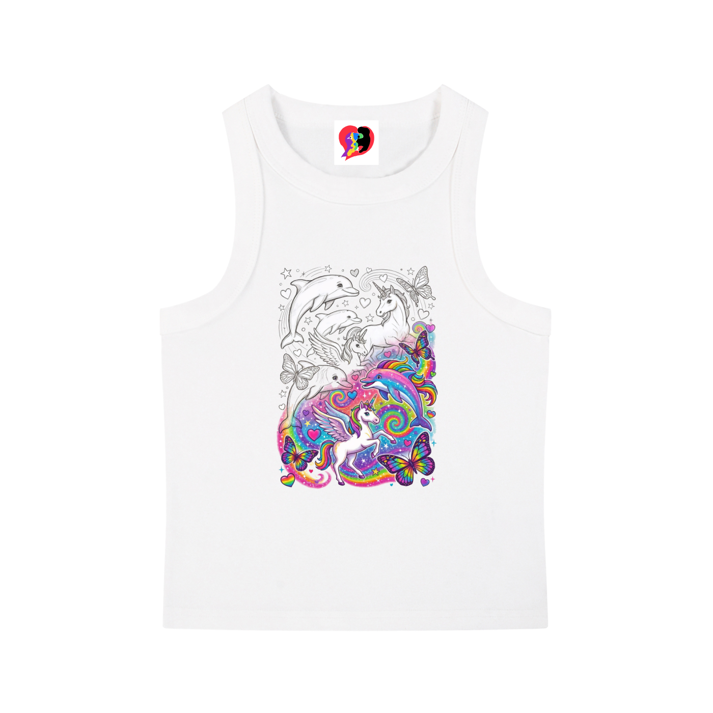 The KnarF AsiL Dolphin Unicorn Butterfly Snow Washed Tank Top