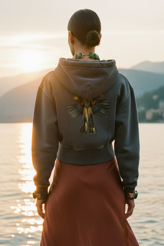 Vintage Washed Cropped Fleece Hoodie