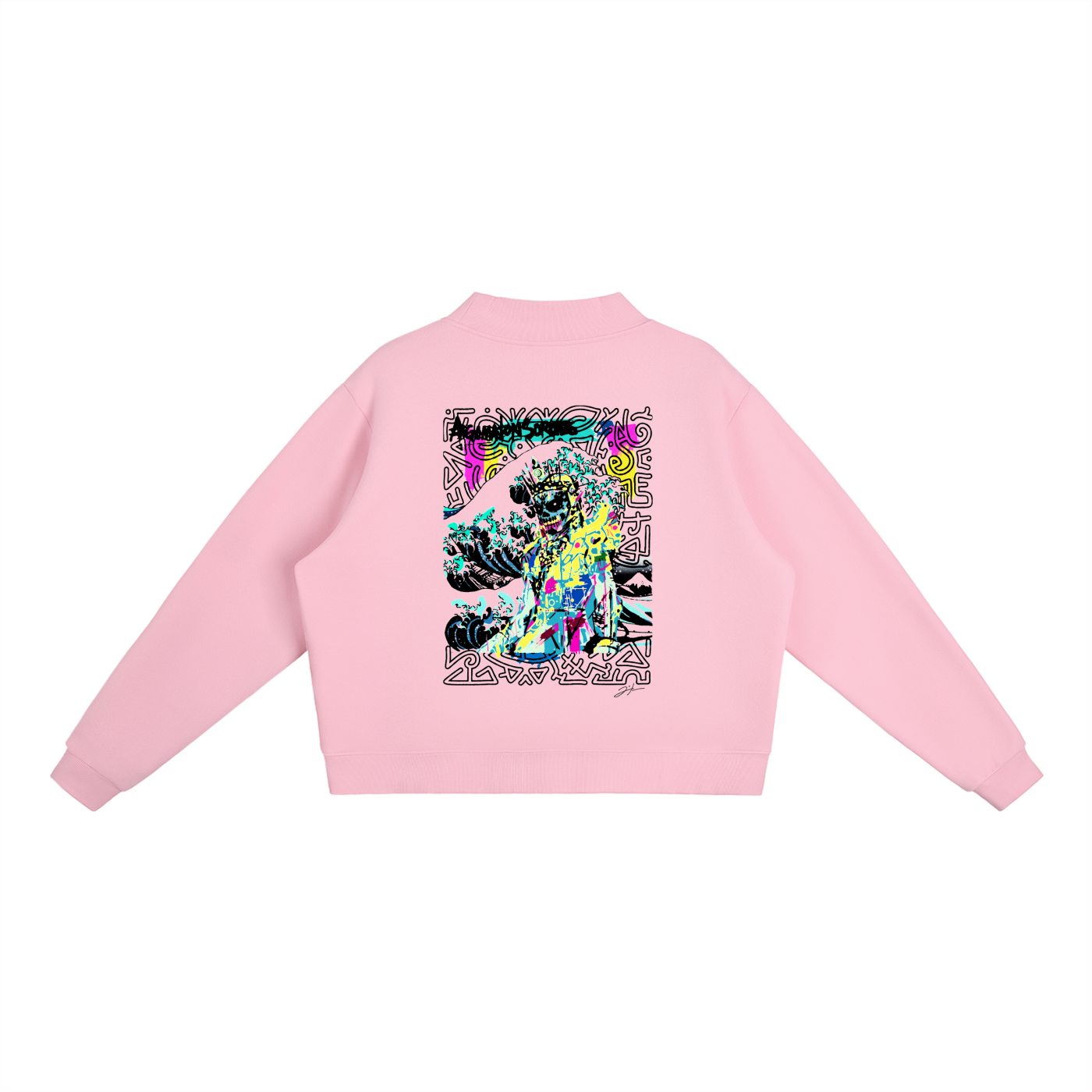 SQUIGGLE Essential Fleece Mock-Neck Crew Sweatshirt