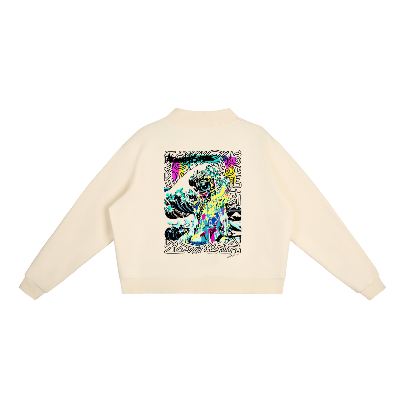 SQUIGGLE Essential Fleece Mock-Neck Crew Sweatshirt