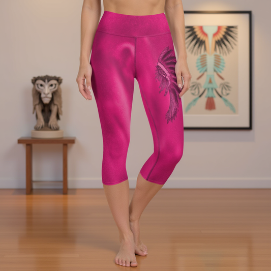 Hot Pink Hazey Breeze High Waist Capri Leggings