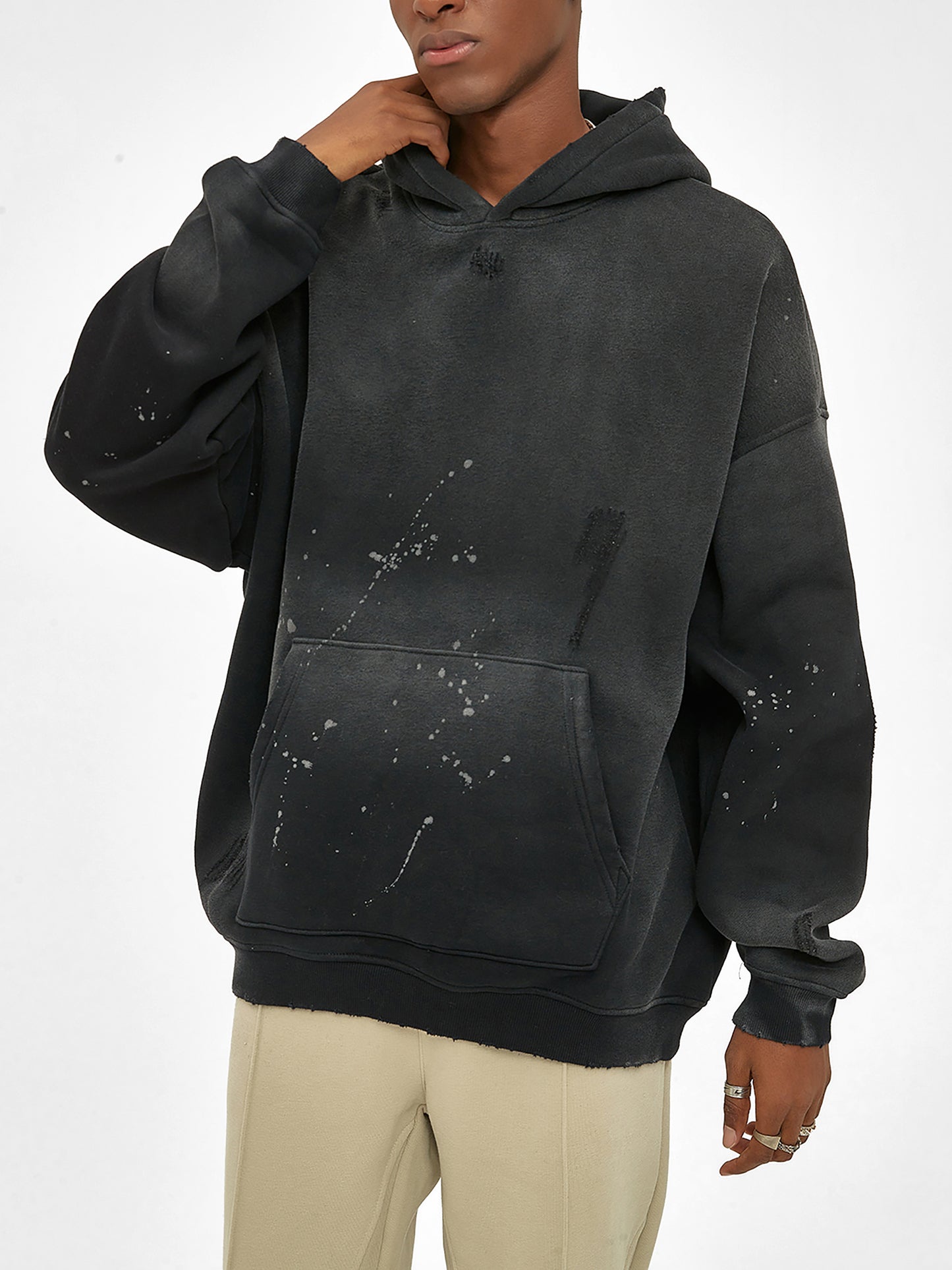 AmaruKhan Hebrews Vintage Washed Frayed Fleece Hoodie