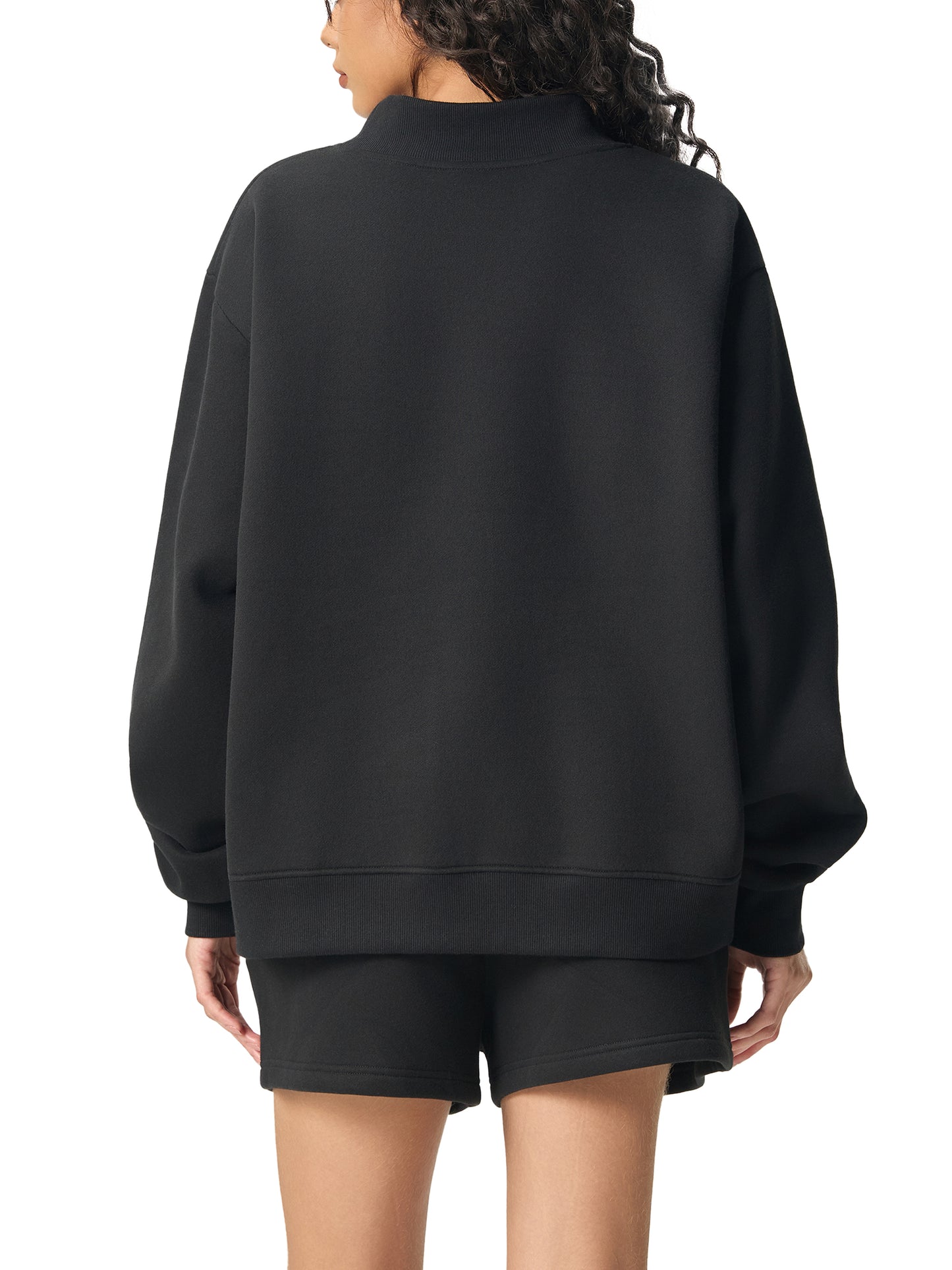 SQUIGGLE Essential Fleece Mock-Neck Crew Sweatshirt