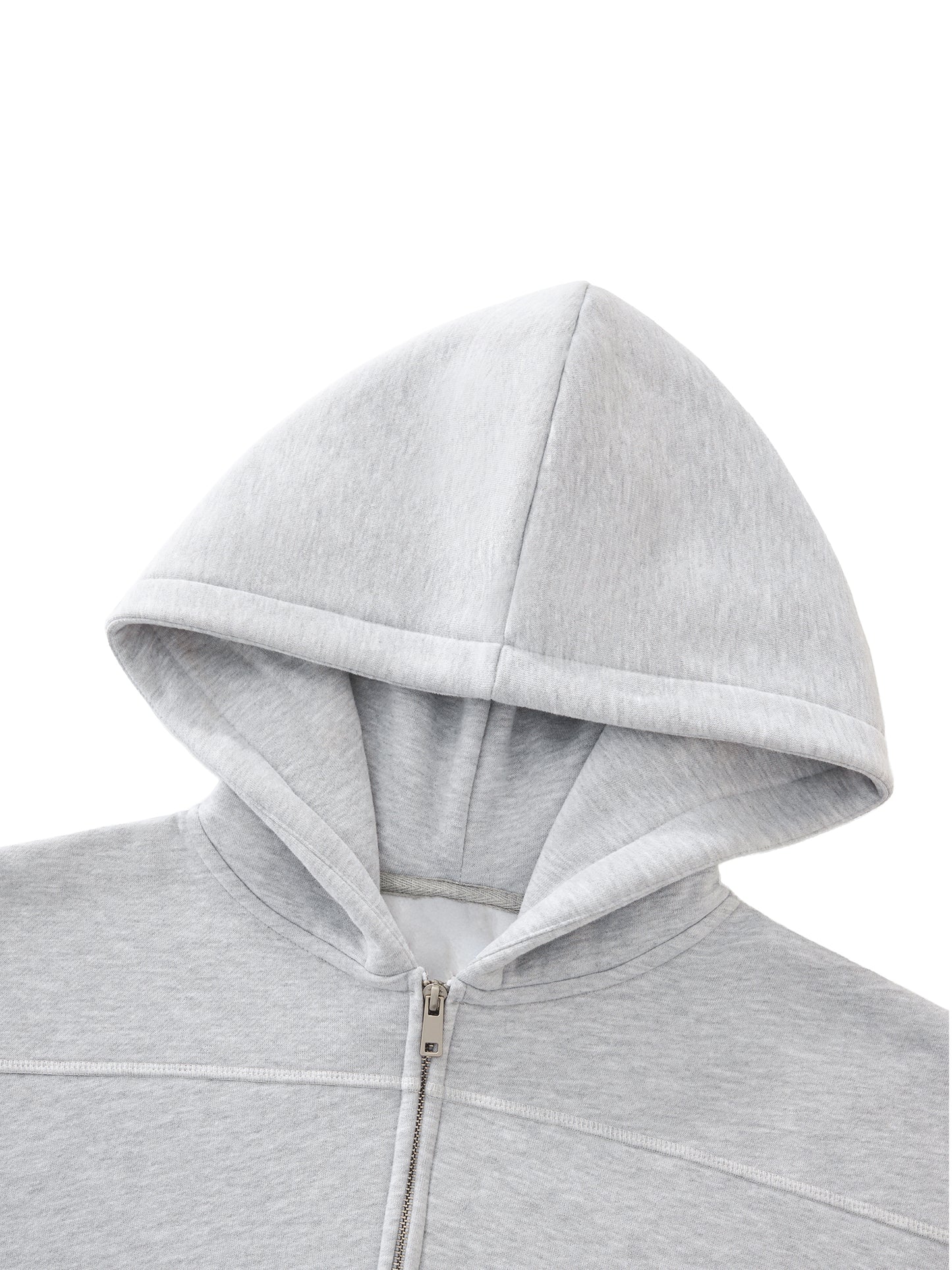 Love Bar Contrast-Stitched Boxy Fleece Zip Hoodie